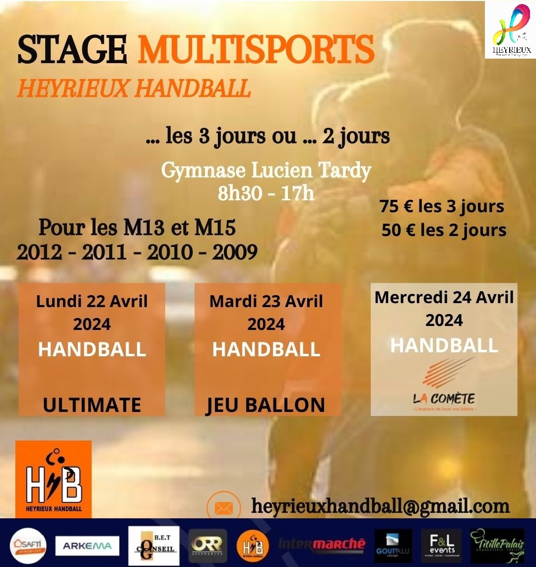 Stage Multisports 22 au 24 avril 2024