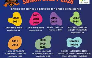 Planning des entrainements 2025/2026